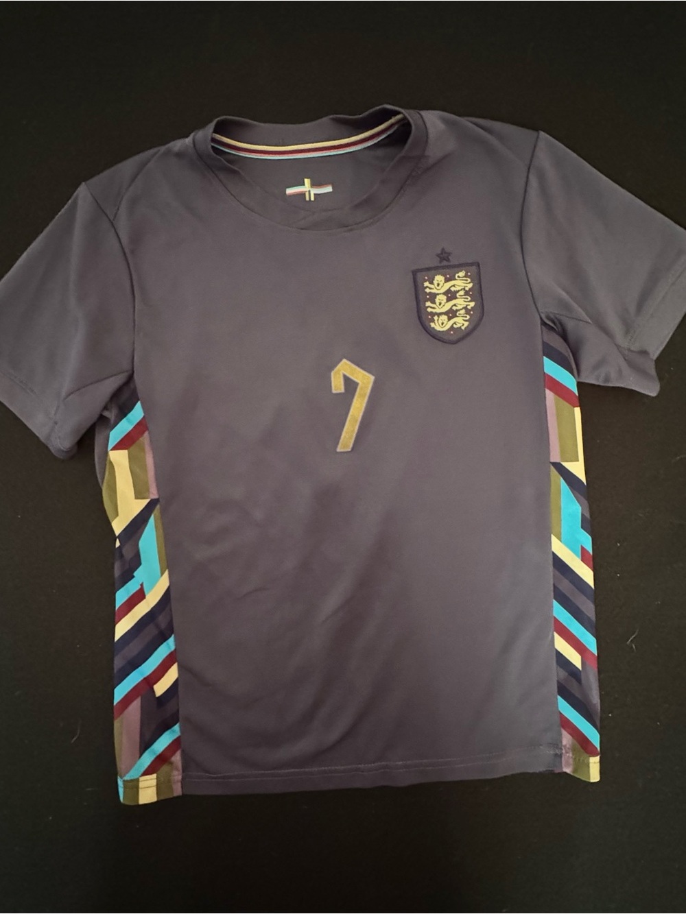 Kids Plum Beckham Soccer Jersey with Gold Number and Color-Block Side Panels